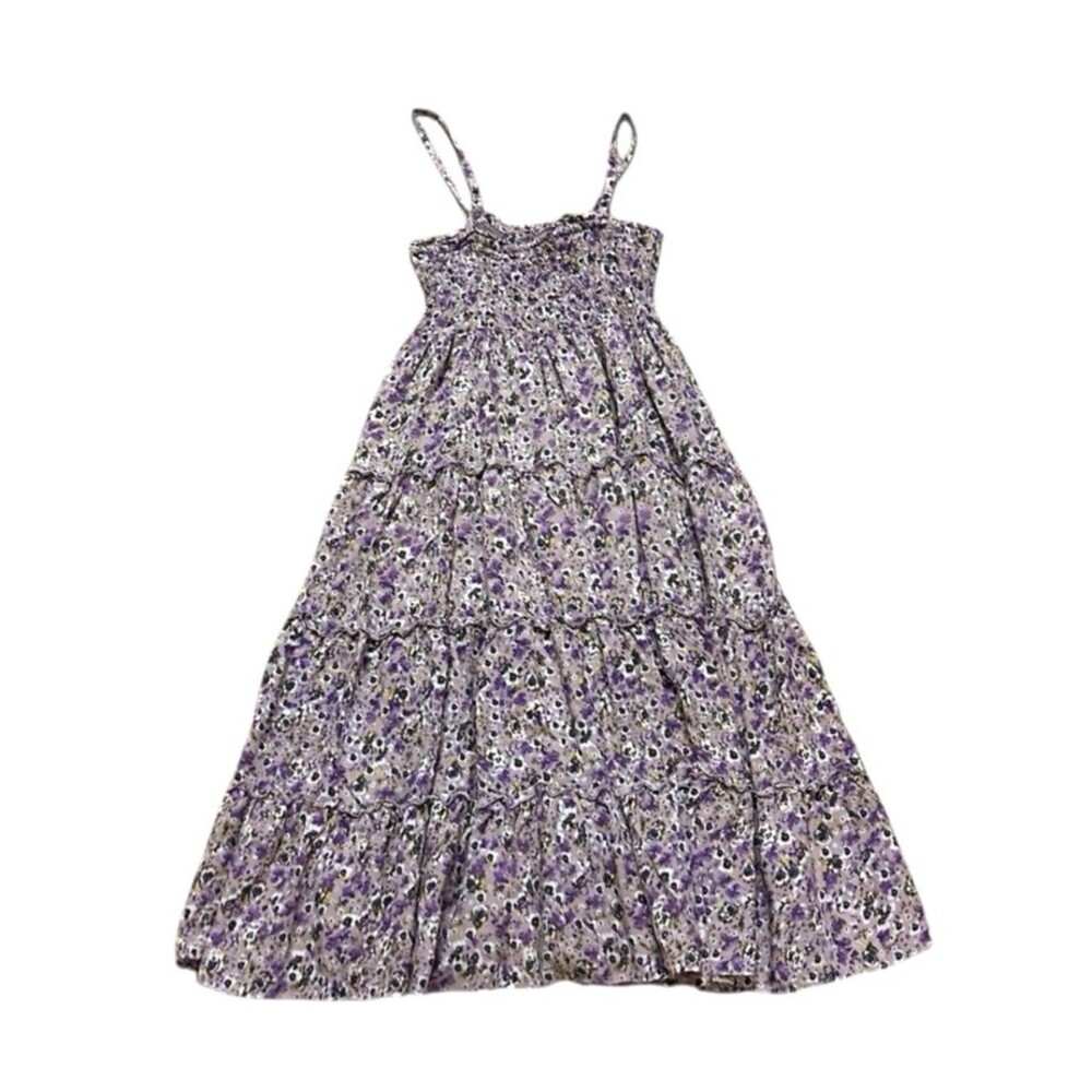 Puku dress M tube top strapless or straps purple floral boho cottage fairy tiers